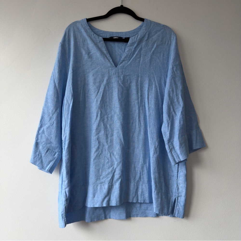 Lands' End Sky Blue V-Neck Tunic Top Lands' End